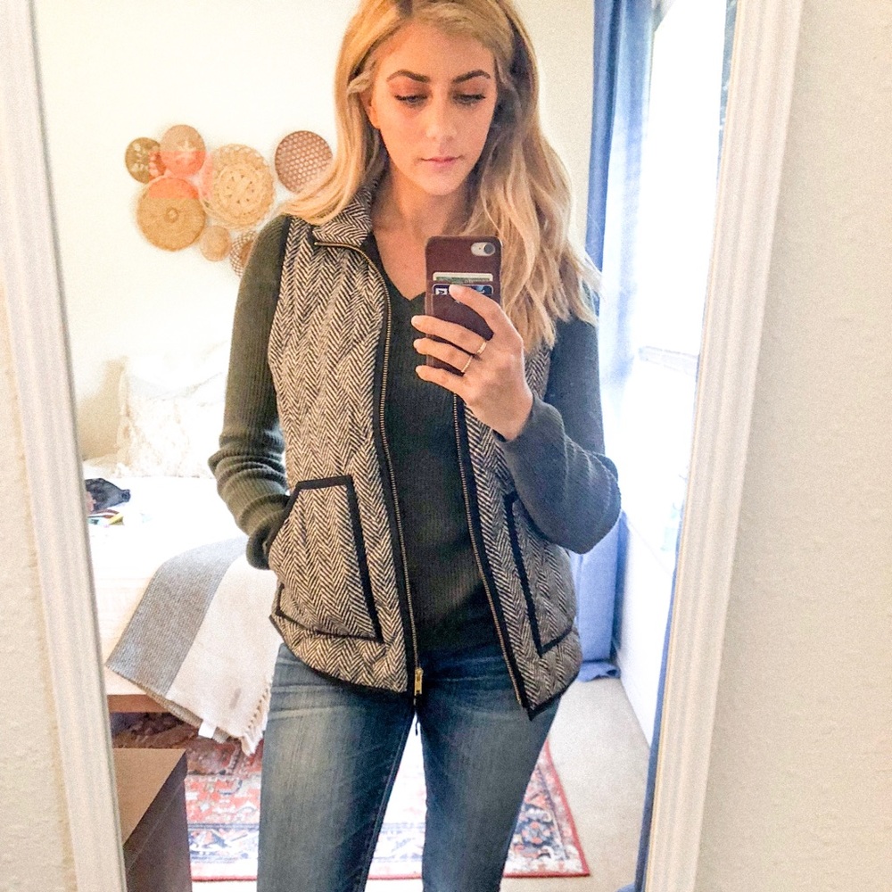 J Crew Excursion Quilted Vest in Herringbone